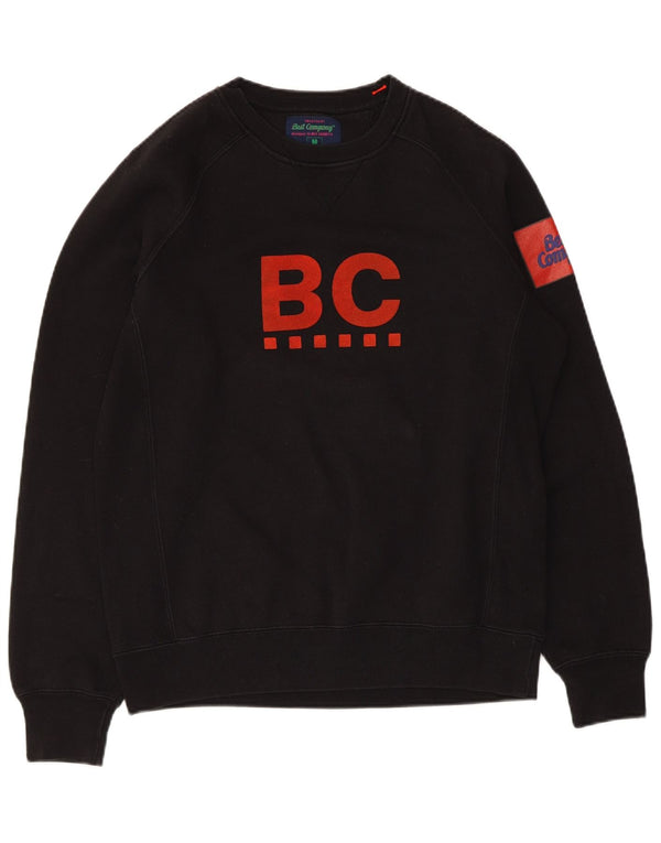Bedste firma Herre Grafisk Regular Fit Sweatshirt Jumper Medium Sort