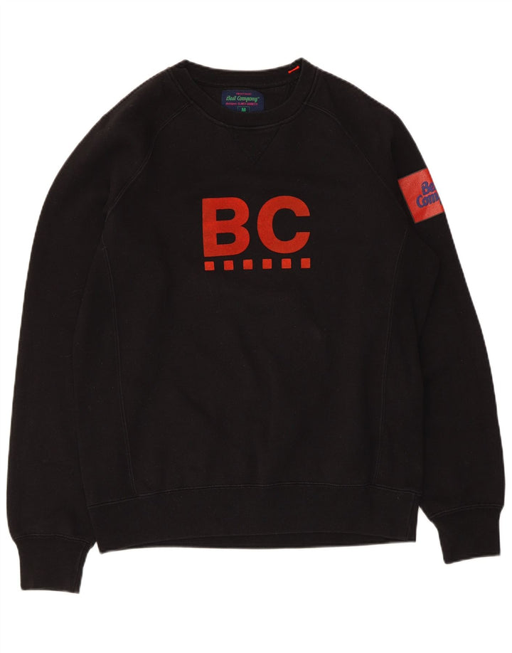 Bedste firma Herre Grafisk Regular Fit Sweatshirt Jumper Medium Sort