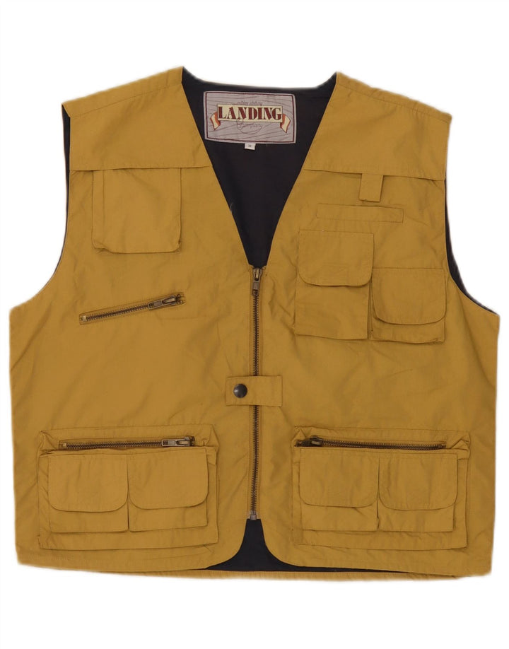 Vintage Herre Utility Gilet UK 38 Medium Yellow Polyester