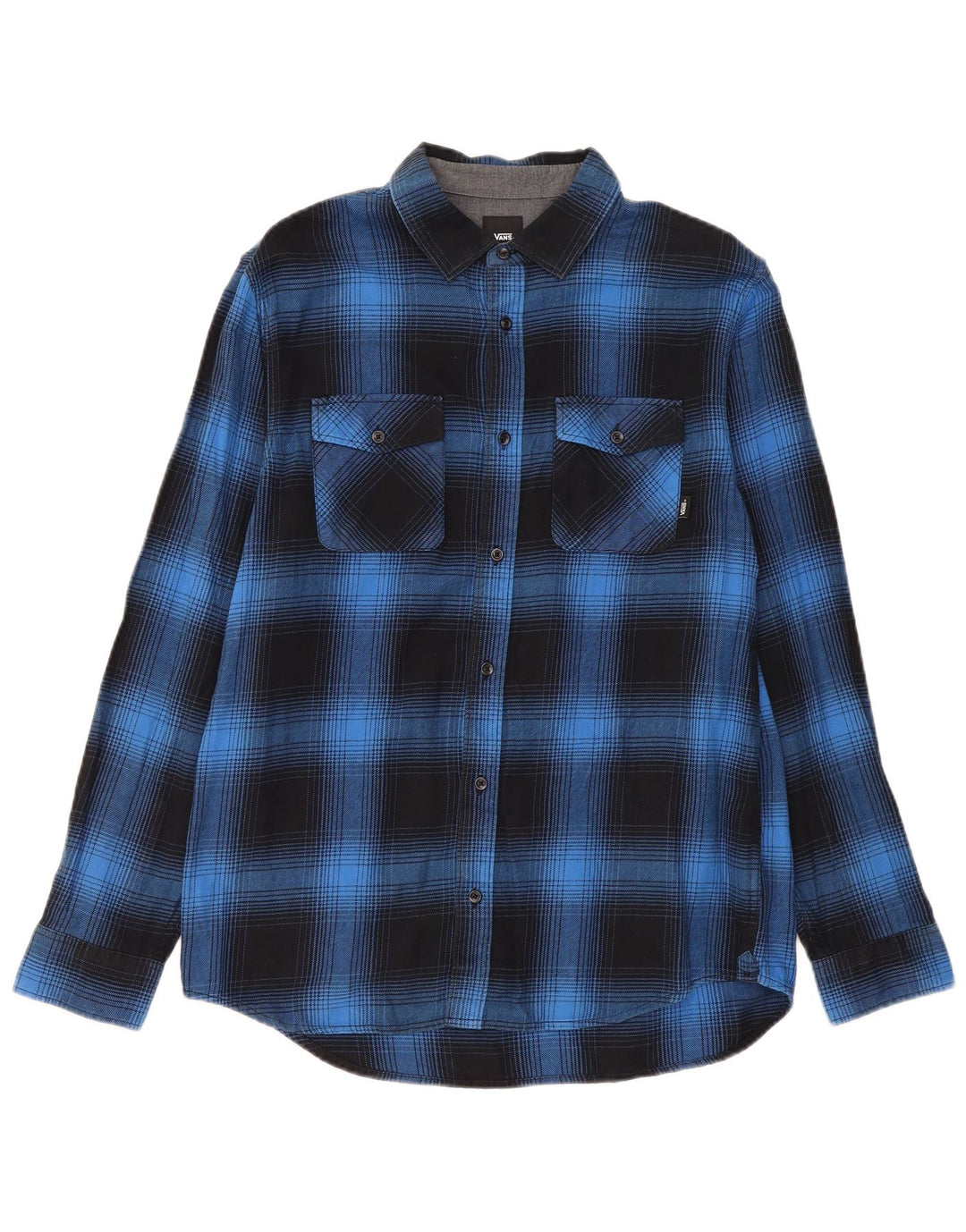 Vans Herre Classic Fit Flannel Shirt Medium Blue Ternet Bomuld