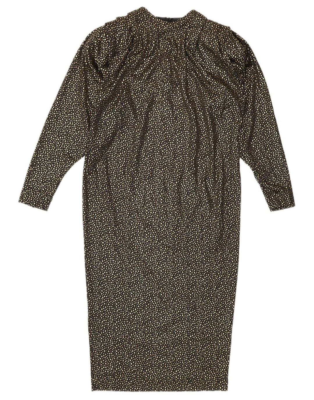 Vintage Dame Langærmet Skift Kjole IT 42 Medium Gold Spotted