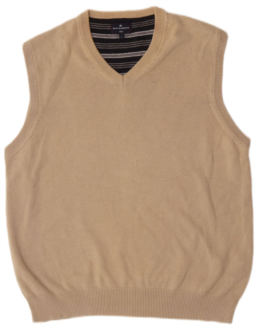 Marks & Spencer Herre Blue Harbor Vest Tank Top Stor Beige Bomuld
