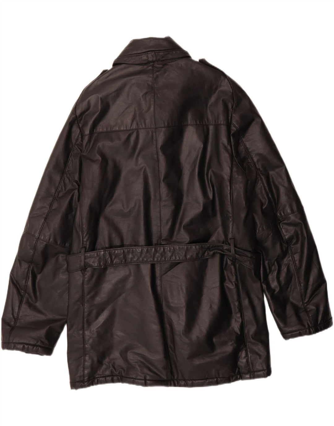 MONPEL Mens Military Leather Jacket IT 48 Medium Black Leather Vintage Monpel and Second-Hand Monpel from Messina Hembry 