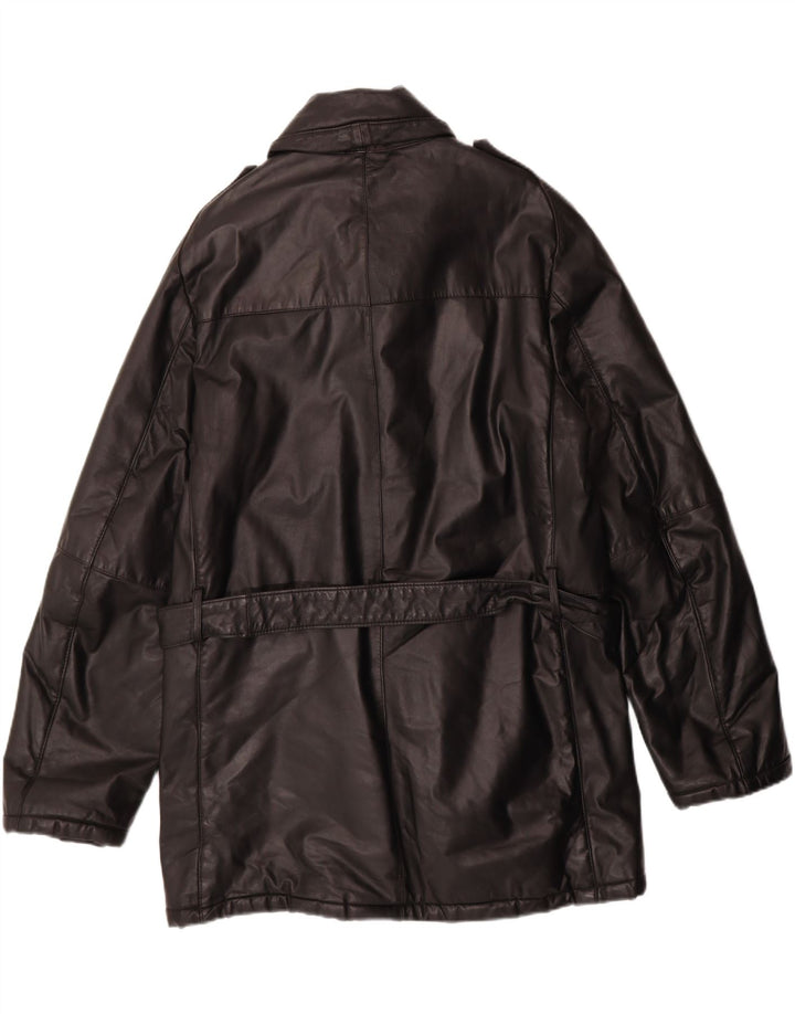 MONPEL Mens Military Leather Jacket IT 48 Medium Black Leather Vintage Monpel and Second-Hand Monpel from Messina Hembry 