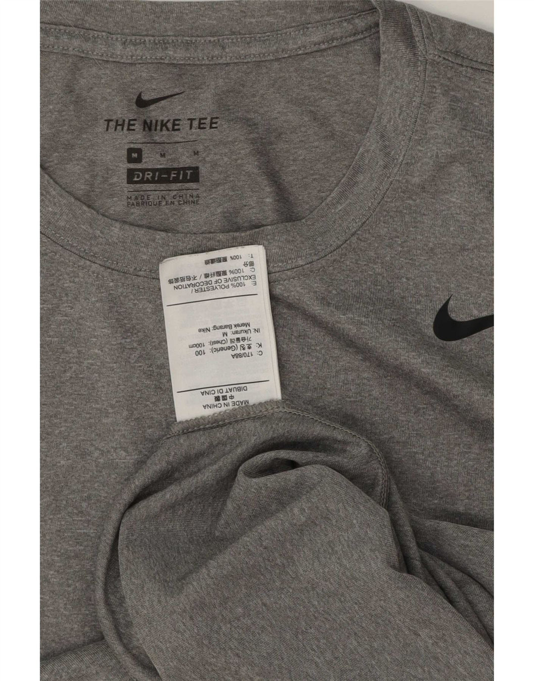 Nike herre Dri Fit T-shirt top mellemgrå polyester