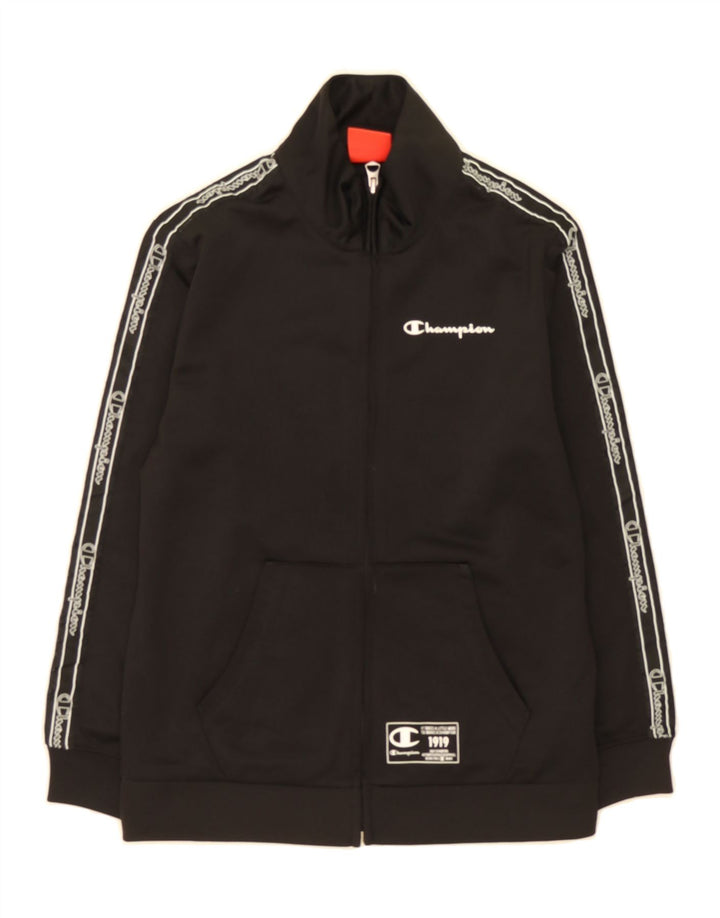 CHAMPION Boys Graphic Tracksuit Top Jacket 9-10 Years Medium Black Vintage Champion and Second-Hand Champion from Messina Hembry 