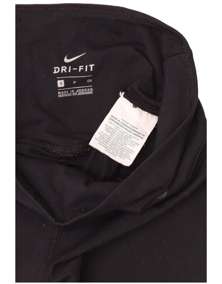NIKE Dame Dri Fit Capri Leggings UK 8 Small Black Nylon