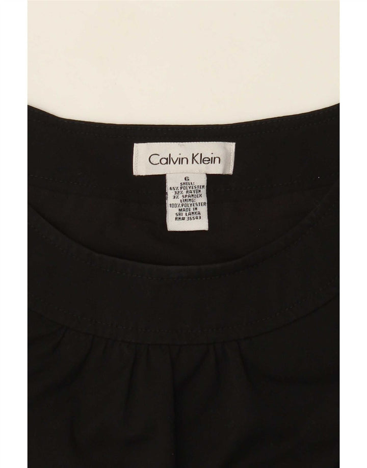 Calvin Klein Dame Ærmeløs Skede Kjole US 6 Medium Sort Polyester