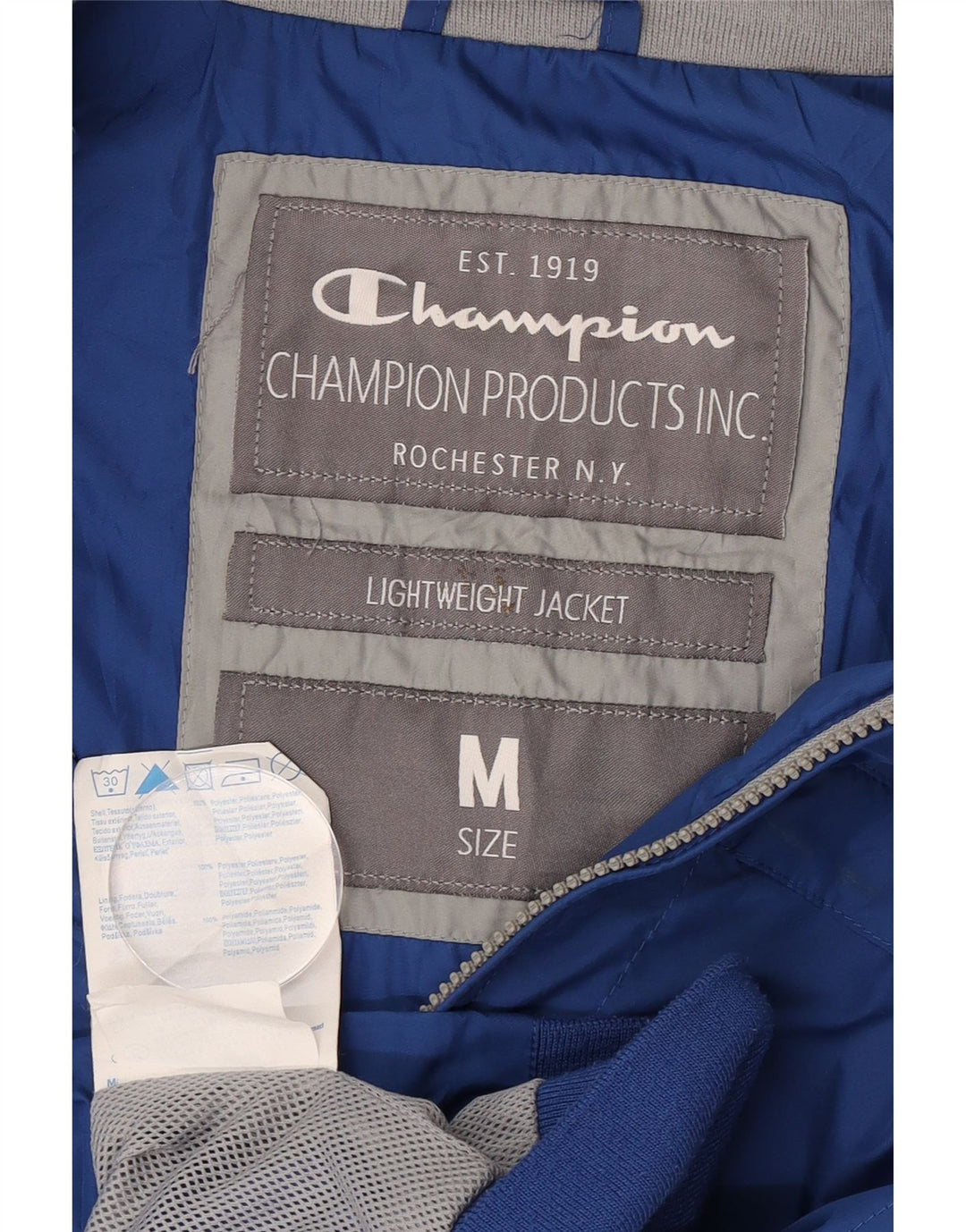 Champion Herre Bomber Jacket UK 38 Medium Blue Polyester