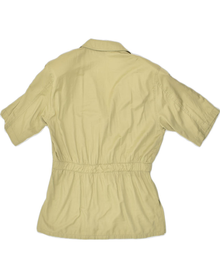 VINTAGE Womens 3 Button Blazer Jacket UK 12 Medium Beige Viscose | Vintage Vintage | Thrift | Second-Hand Vintage | Used Clothing | Messina Hembry 