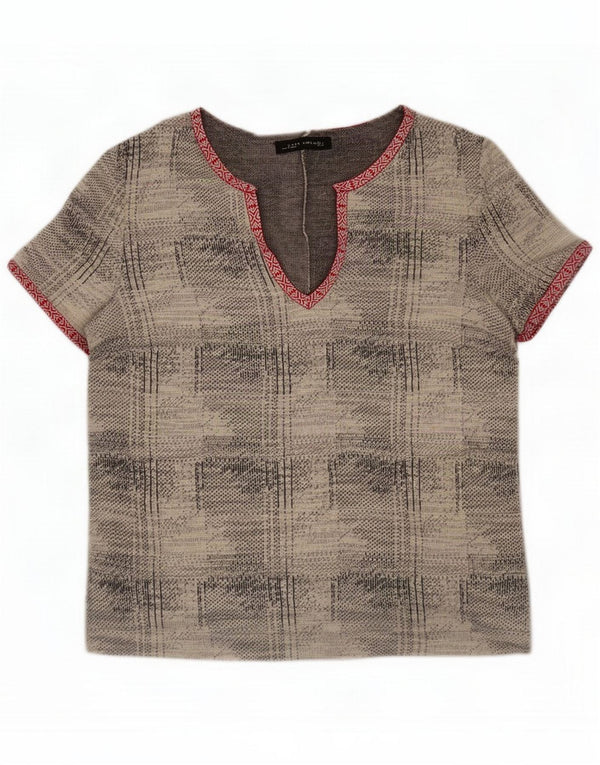 Zara abstrakt mønster blusetop til kvinder UK 16 Large Grey