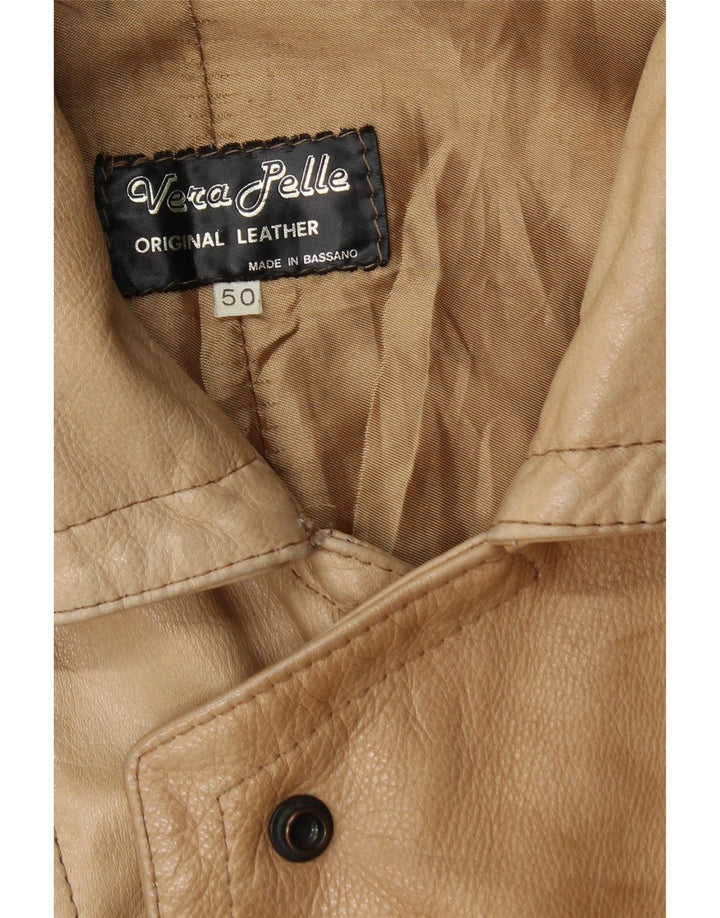 VINTAGE Mens Leather Jacket IT 50 Large Beige Leather Vintage Vintage and Second-Hand Vintage from Messina Hembry 