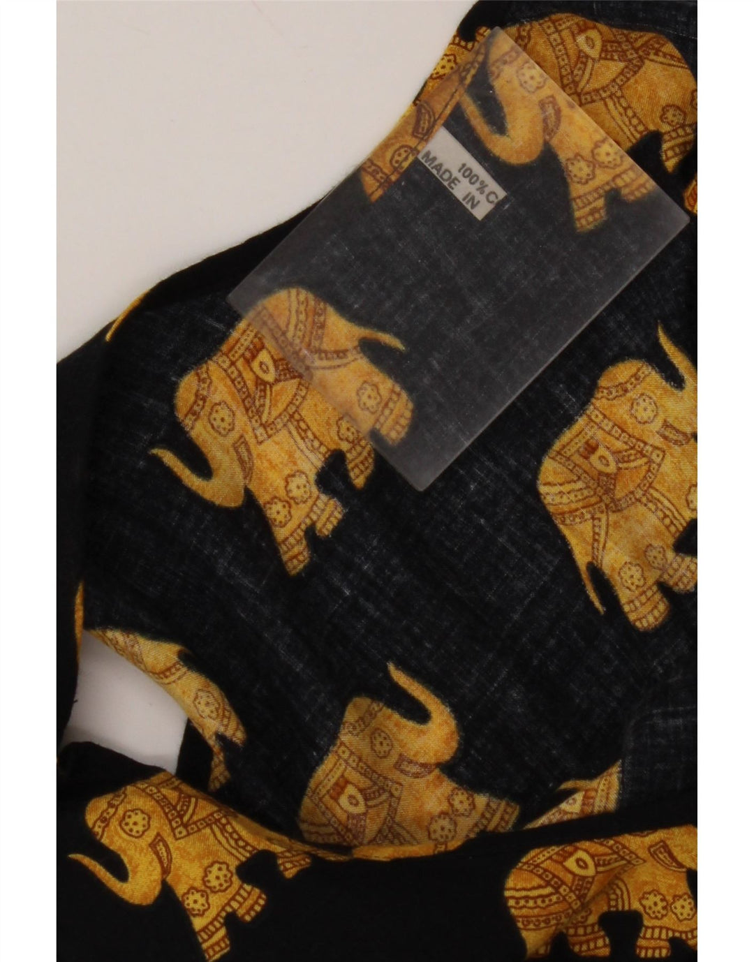 VINTAGE Dame ærmeløs solkjole UK 12 Medium Black Animal Print Bomuld