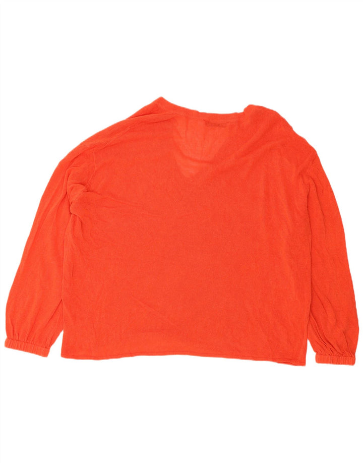 Zara Dame Oversized V-hals sweater UK 14 Medium Orange