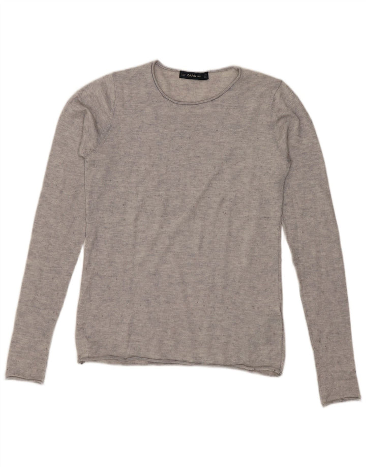 Zara Dame sweater med rund hals DK 10 Små grå Flecked Modal