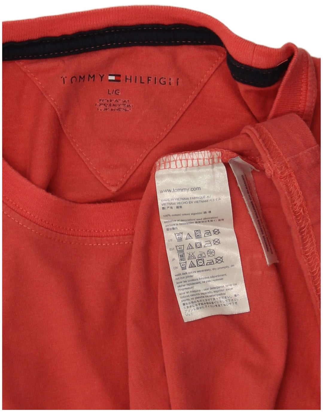 Tommy Hilfiger Herre T-Shirt Top Stor Pink Bomuld