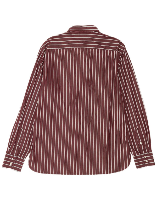 Tommy Hilfiger Mens Shirt Large Burgundy Pinstripe Cotton