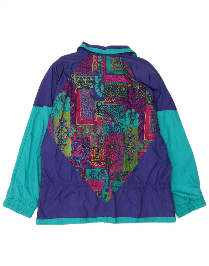 Westbound Dame Oversized Regnjakke UK 10 Small Navy Blue Paisley Nylon