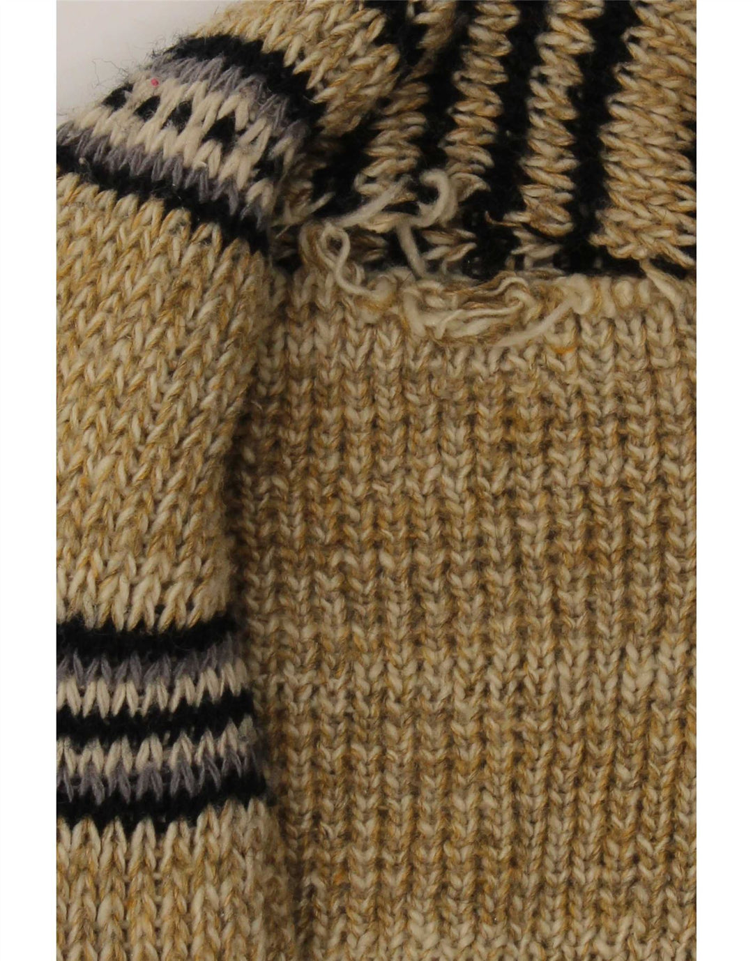 Vintage Herre grafisk åben cardigan sweater Medium Beige Colourblock