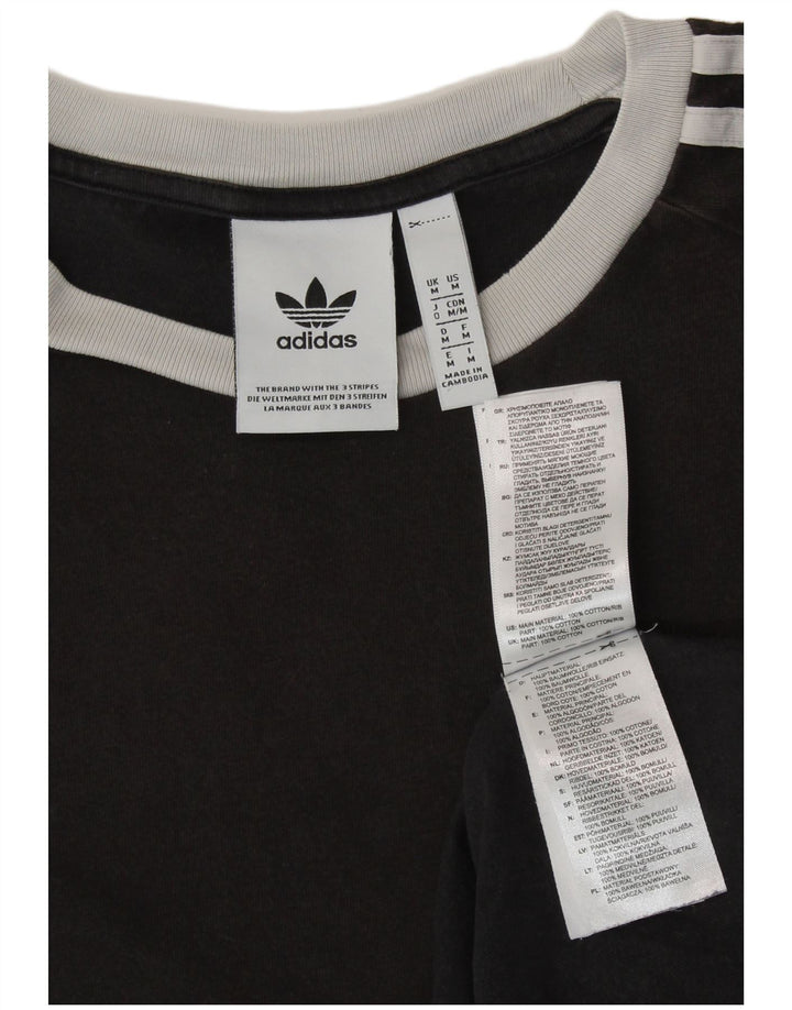 Adidas Dame T-Shirt Top UK 14 Medium Sort Bomuld