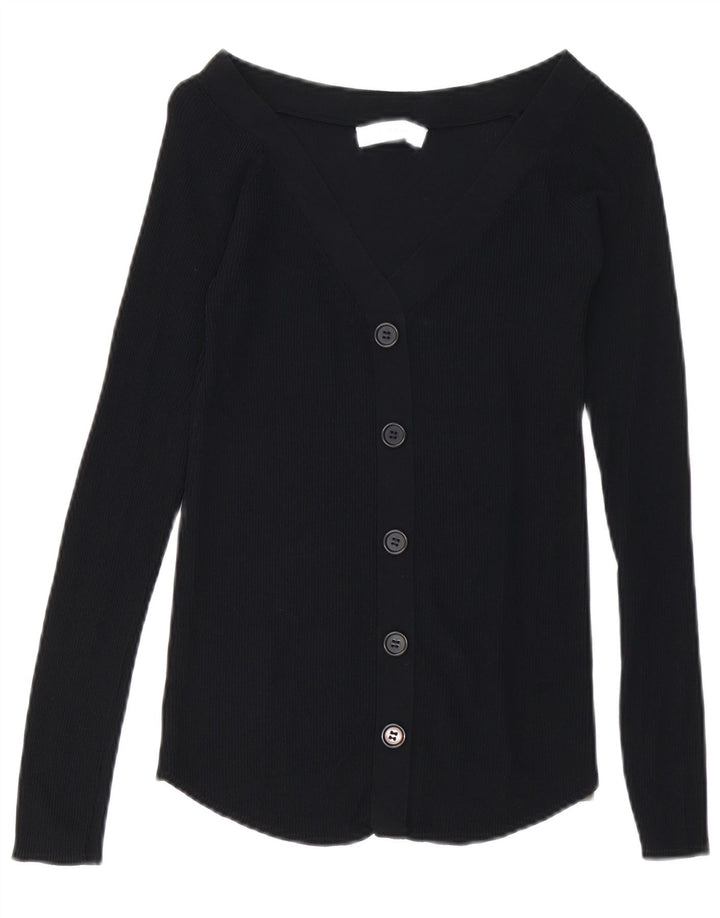 Zara Dame Cardigan Sweater UK 10 Small Black Viscose