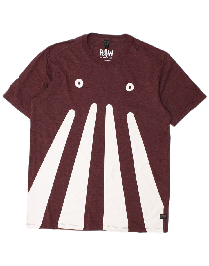 G-Star Herre grafisk T-shirt Top Stor Burgundy Colourblock Polyester