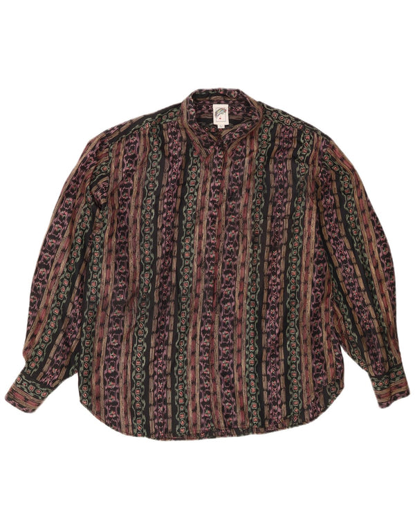 Vintage herreskjorte stor flerfarvet geometrisk silke