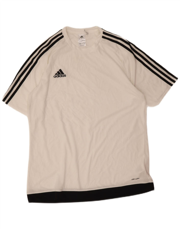 Adidas Herre Climalite T-Shirt Top Stor Hvid Colourblock Polyester