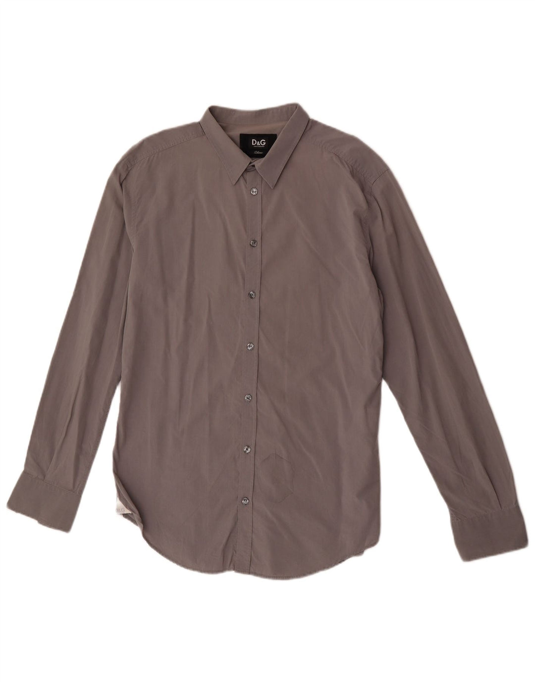 Dolce & Gabbana Herre Slim Shirt IT 52 Stor Grå Bomuld