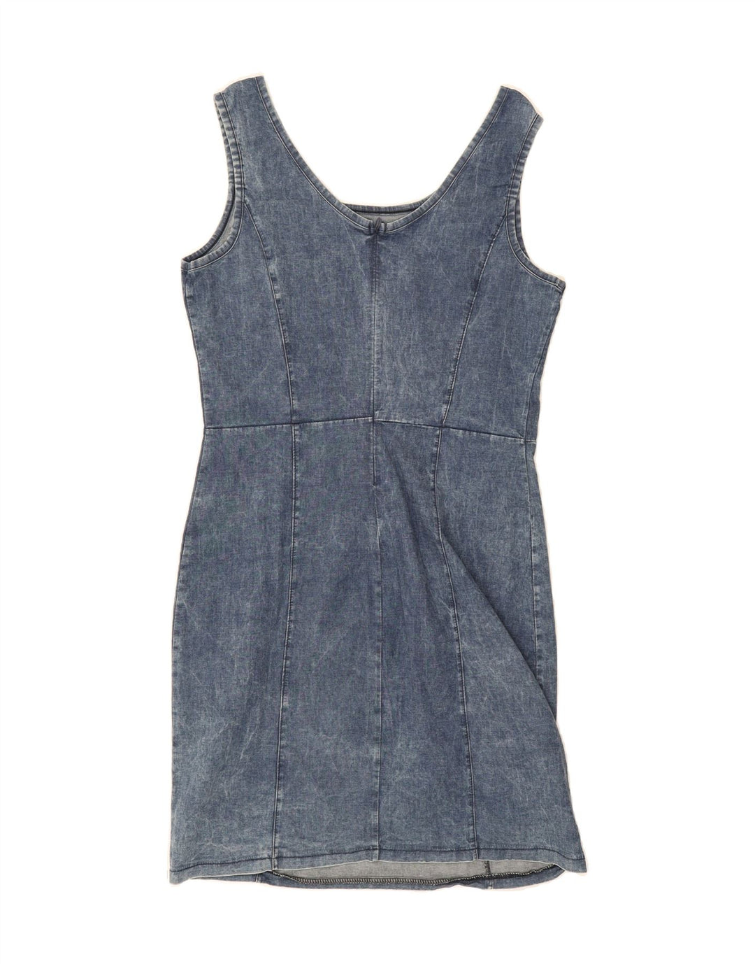 VINTAGE Womens Sleeveless Denim Dress UK 12 Medium Blue Vintage Vintage and Second-Hand Vintage from Messina Hembry 