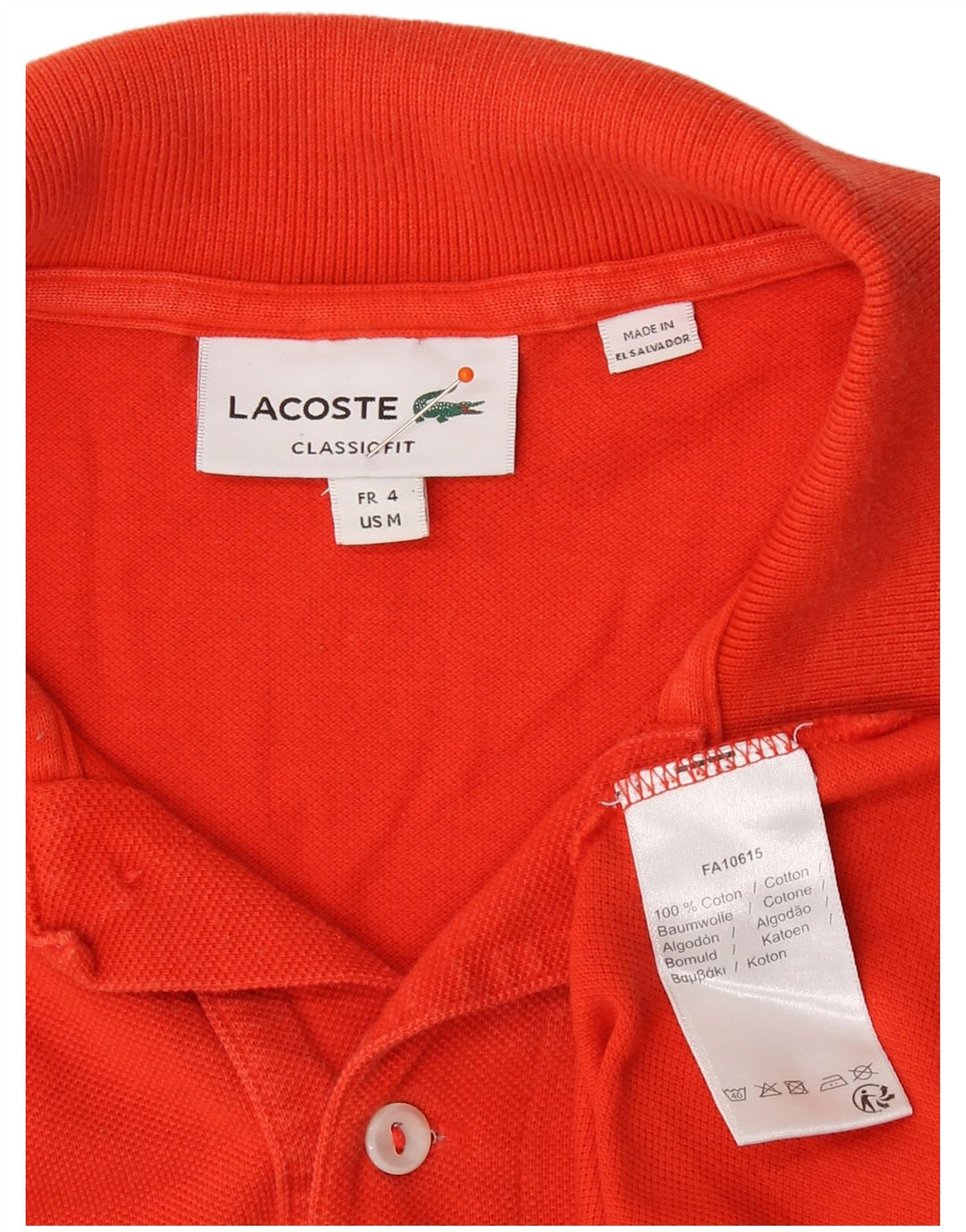 LACOSTE Poloshirt til mænd i klassisk pasform størrelse 4 Medium Orange Bomuld