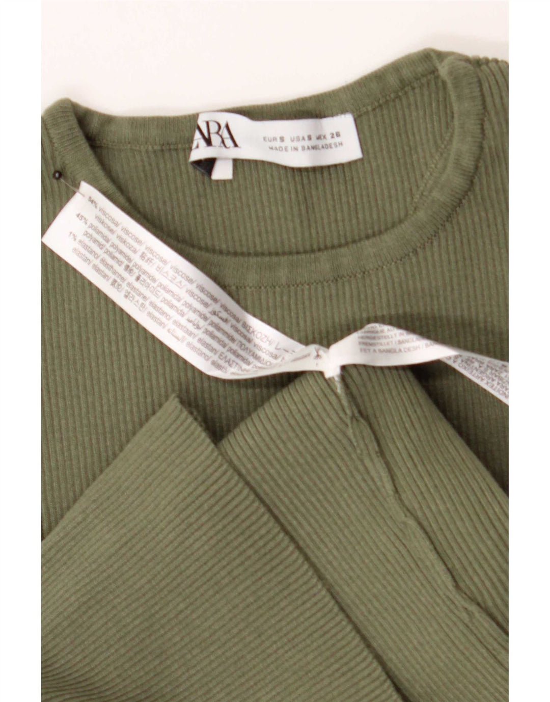 Zara Dame Vest Top UK 8 Small Green Viscose
