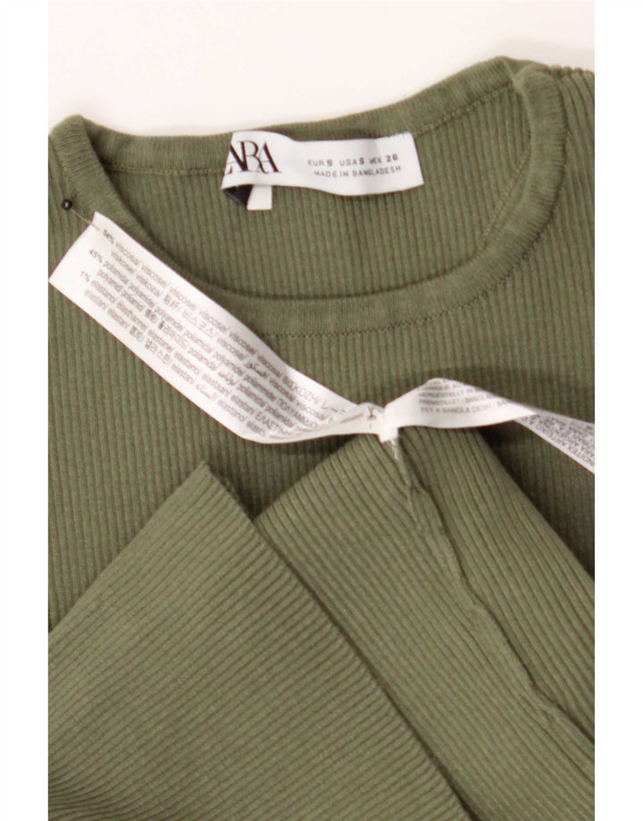 Zara Dame Vest Top UK 8 Small Green Viscose