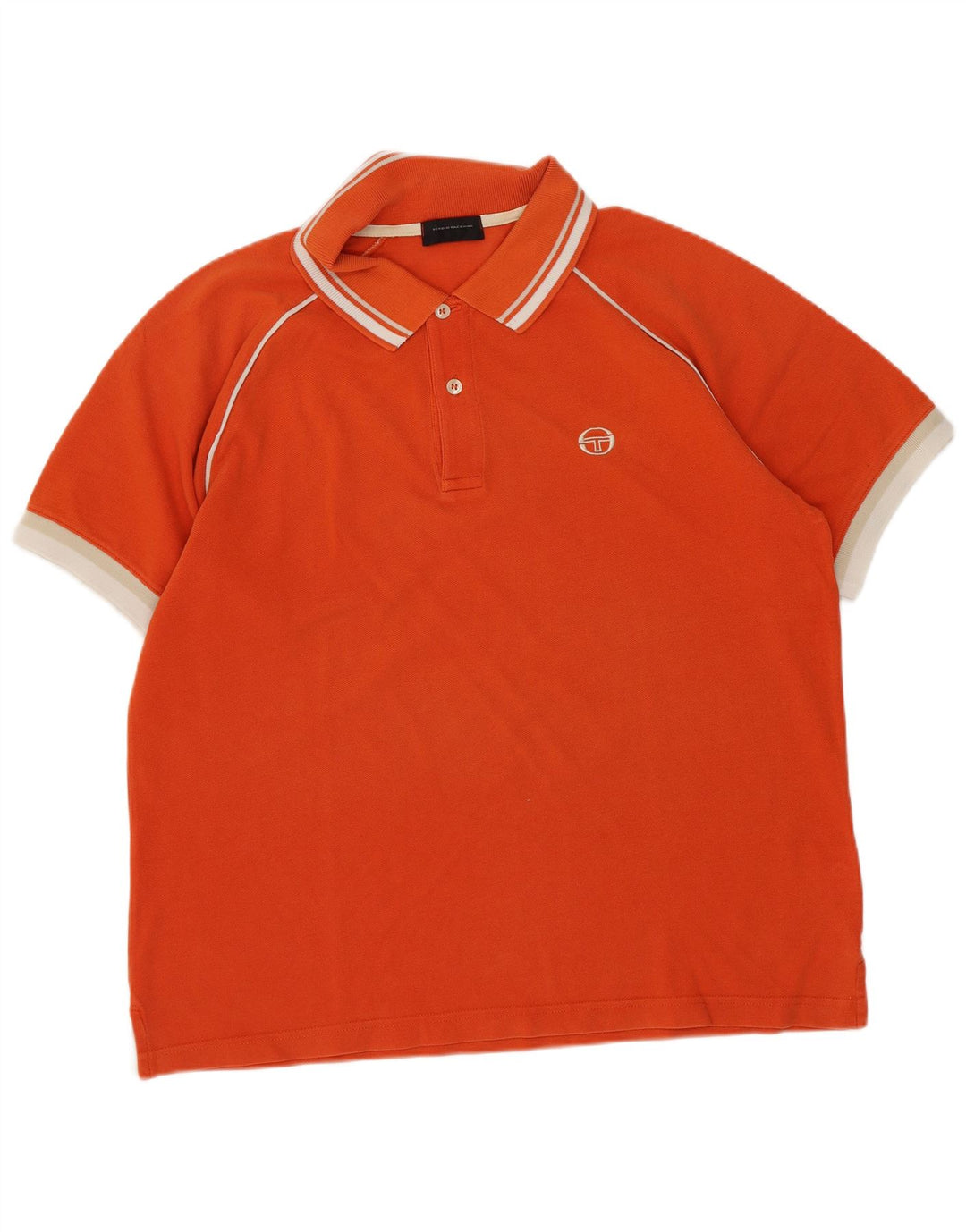 Sergio Tacchini Herre poloshirt EU 50 Medium Orange Colourblock Bomuld