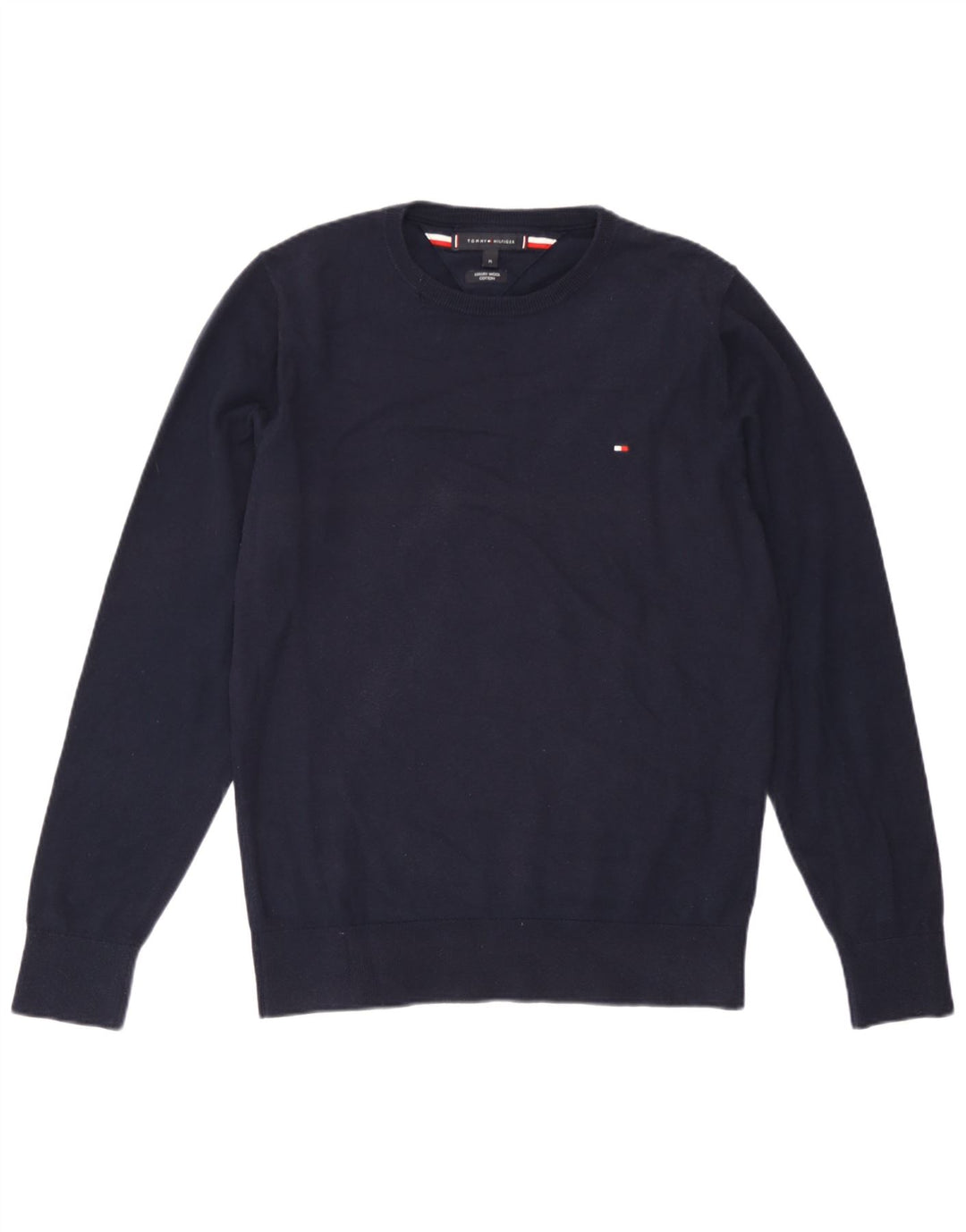 Tommy Hilfiger Herre Crew Neck Jumper Sweater Medium Navy Blue Uld