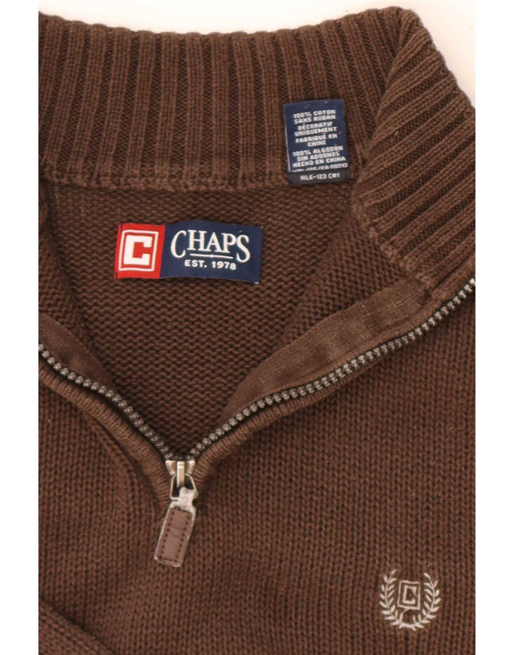 Chaps Herre Zip Neck Jumper Sweater Lille Brun Bomuld