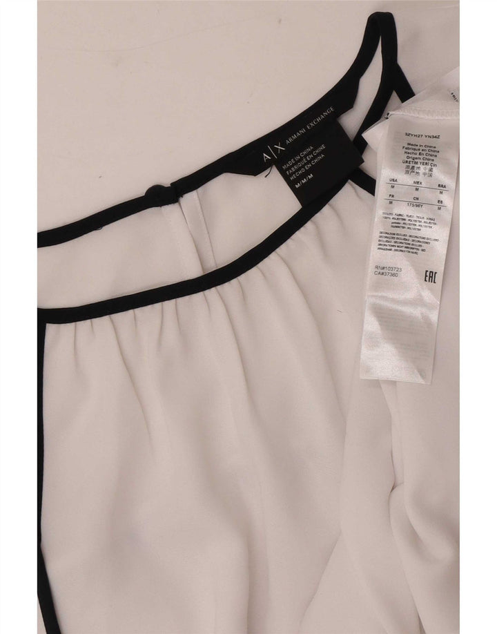 Armani Exchange Damebluse Top UK 14 Medium White Colourblock Polyester