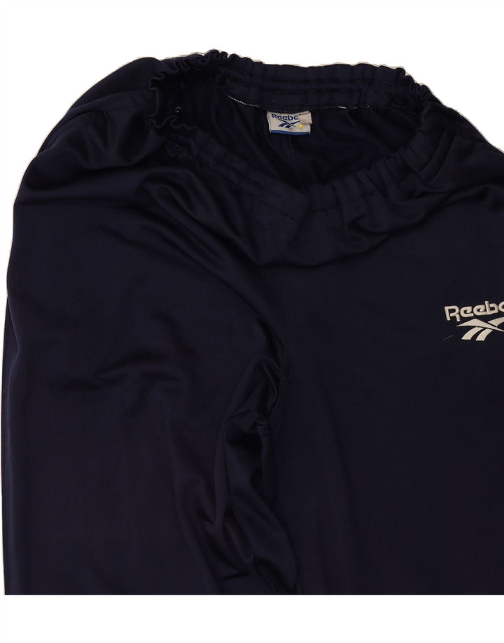 REEBOK Mens Tracksuit Trousers Medium Navy Blue Colourblock Polyester Vintage Reebok and Second-Hand Reebok from Messina Hembry 