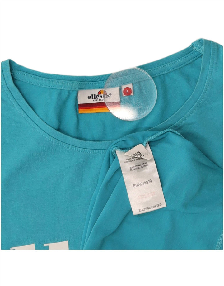 ELLESSE Womens Heritage Grafisk T-Shirt Top UK 10 Small Blue Cotton