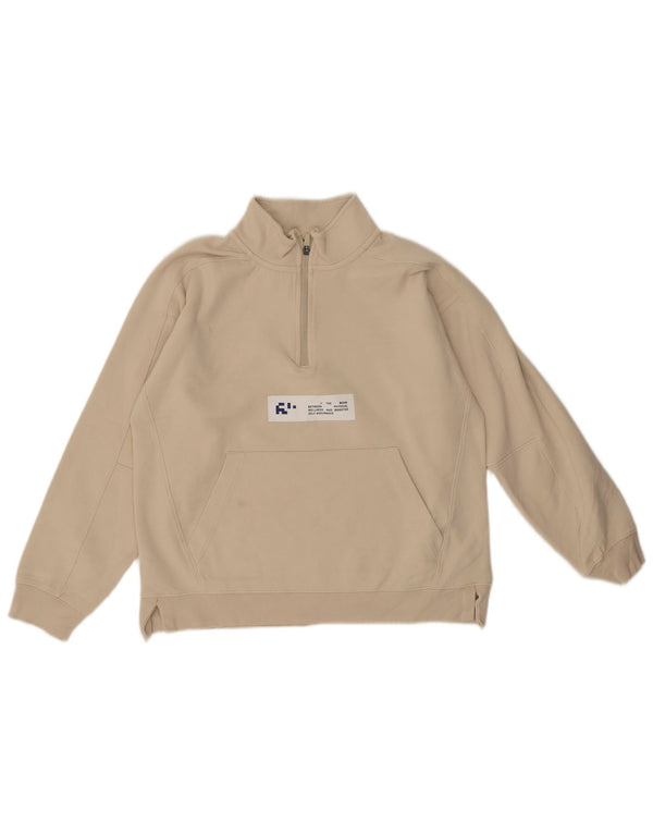 Zara Girls Grafisk Zip Neck Sweatshirt Jumper 13-14 år Beige