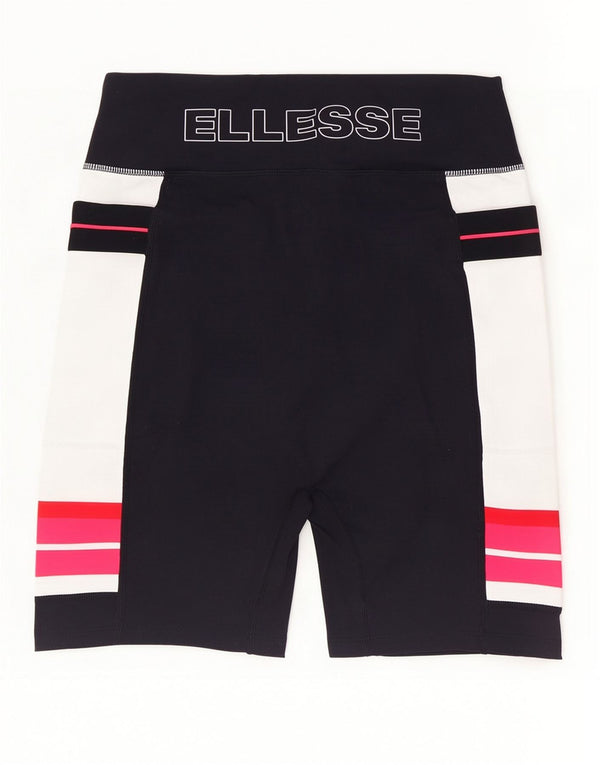 Ellesse Womens Graphic Sports Shorts UK 12 Medium Black Colourblock