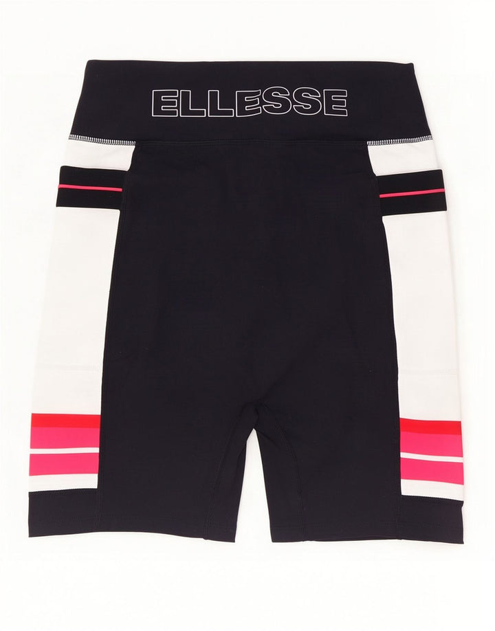 Ellesse Womens Graphic Sports Shorts UK 12 Medium Black Colourblock