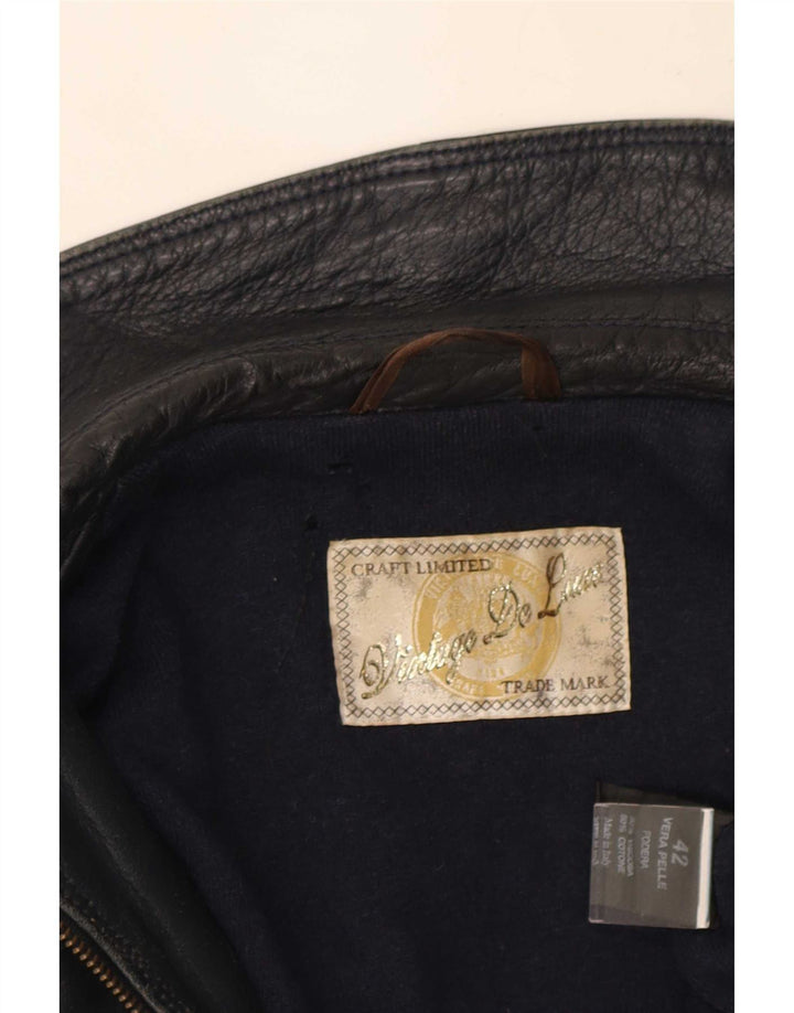 Vintage læderjakke til kvinder IT 42 Medium sort læder