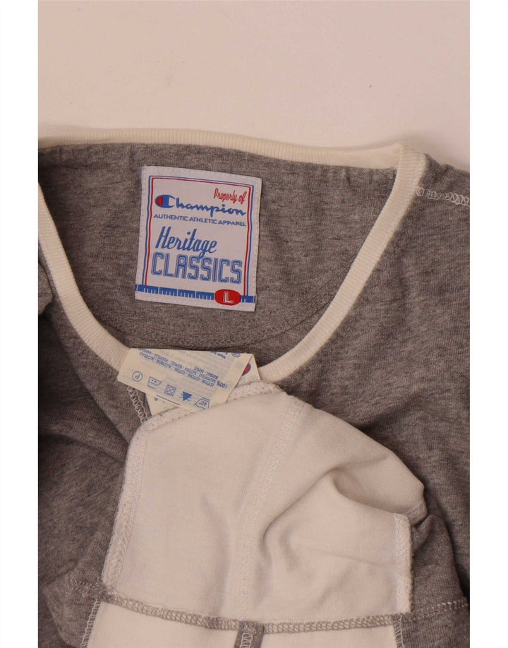 Champion Womens Heritage Classics Grafisk Top Langærmet UK 14 Stor Grå