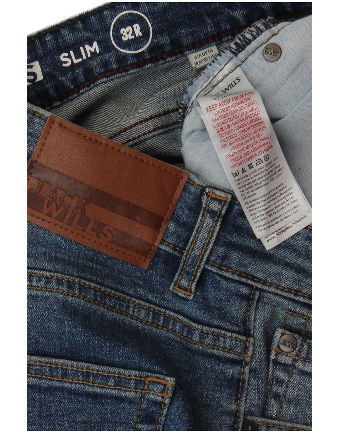 JACK WILLS Herre Slim Jeans W32 L32 Blå Bomuld