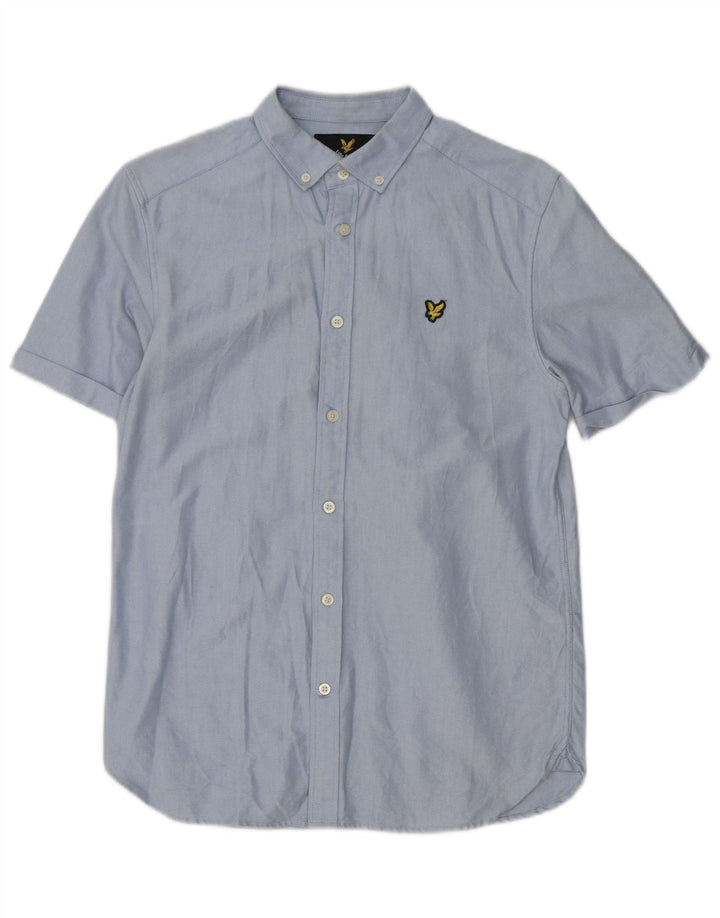 Lyle & Scott kortærmet herreskjorte lille blå bomuld