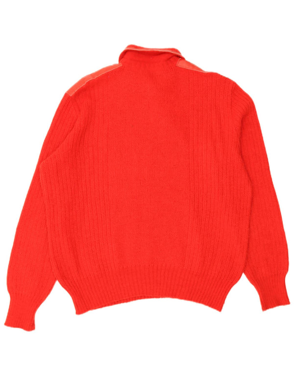Vintage herre polo hals sweater stor rød alpaka uld