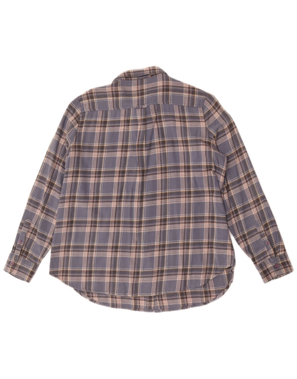 Fat Face Dame Flanell Shirt UK 12 Medium Blue Ternet Bomuld