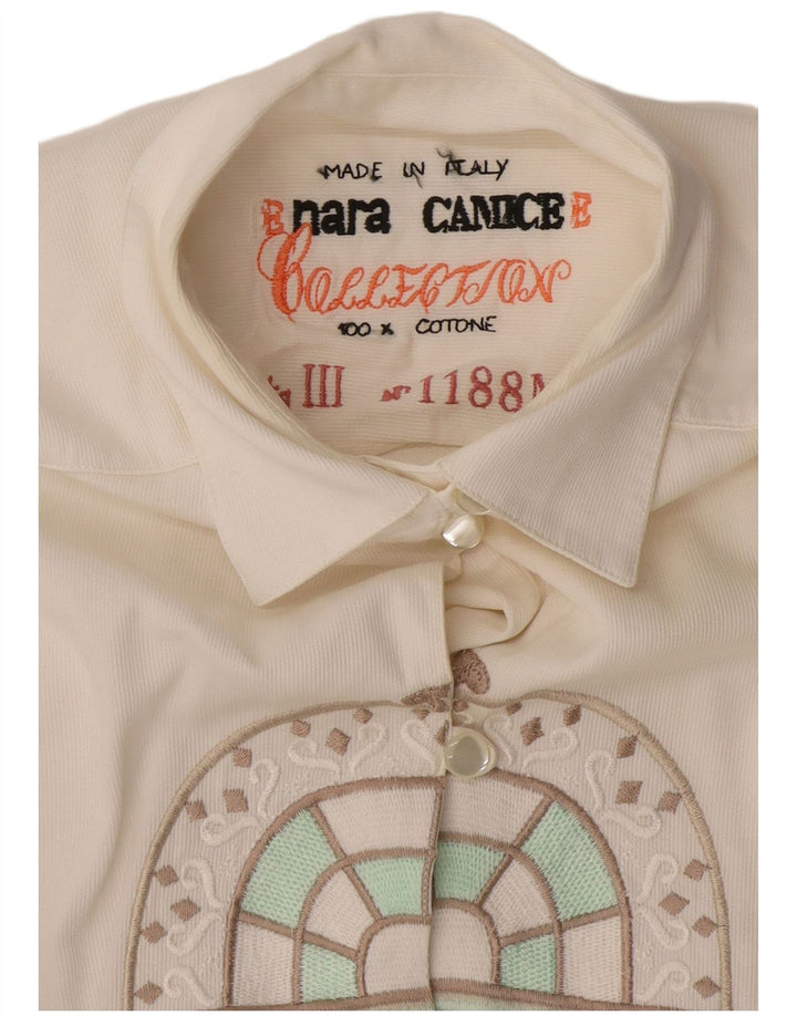 Enara Camice Grafisk skjorte til kvinder UK 14 Medium White Bomuld