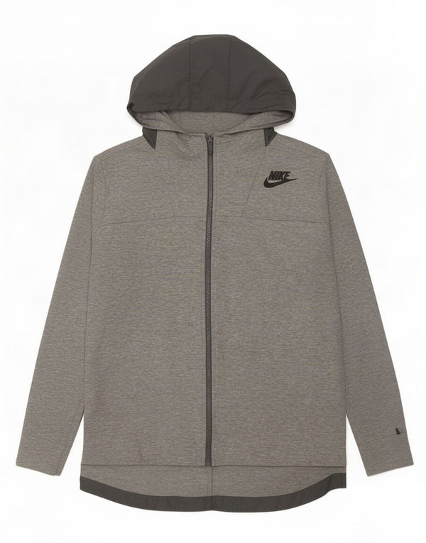 Nike hættetrøje med lynlås til kvinder UK 18 XL Grå Colourblock Bomuld